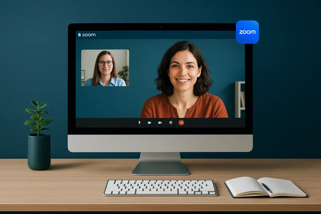 eine zoom session während eines Beratungsgespräches