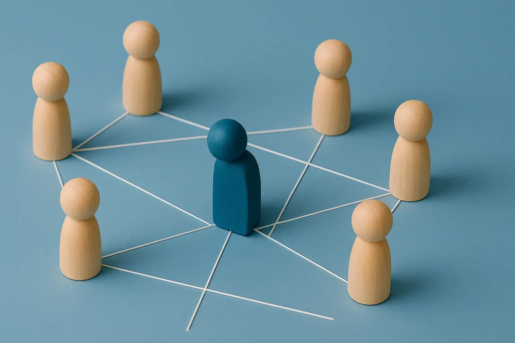 Vernetzte Figuren symbolisieren systemische Zusammenhänge bei Depression